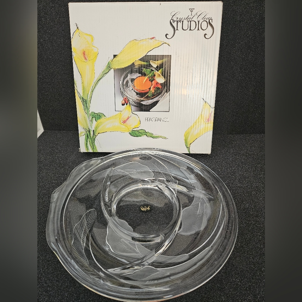 Divided Serving Platter Crystal Clear Studios Fragrance Calla Lilies in Box